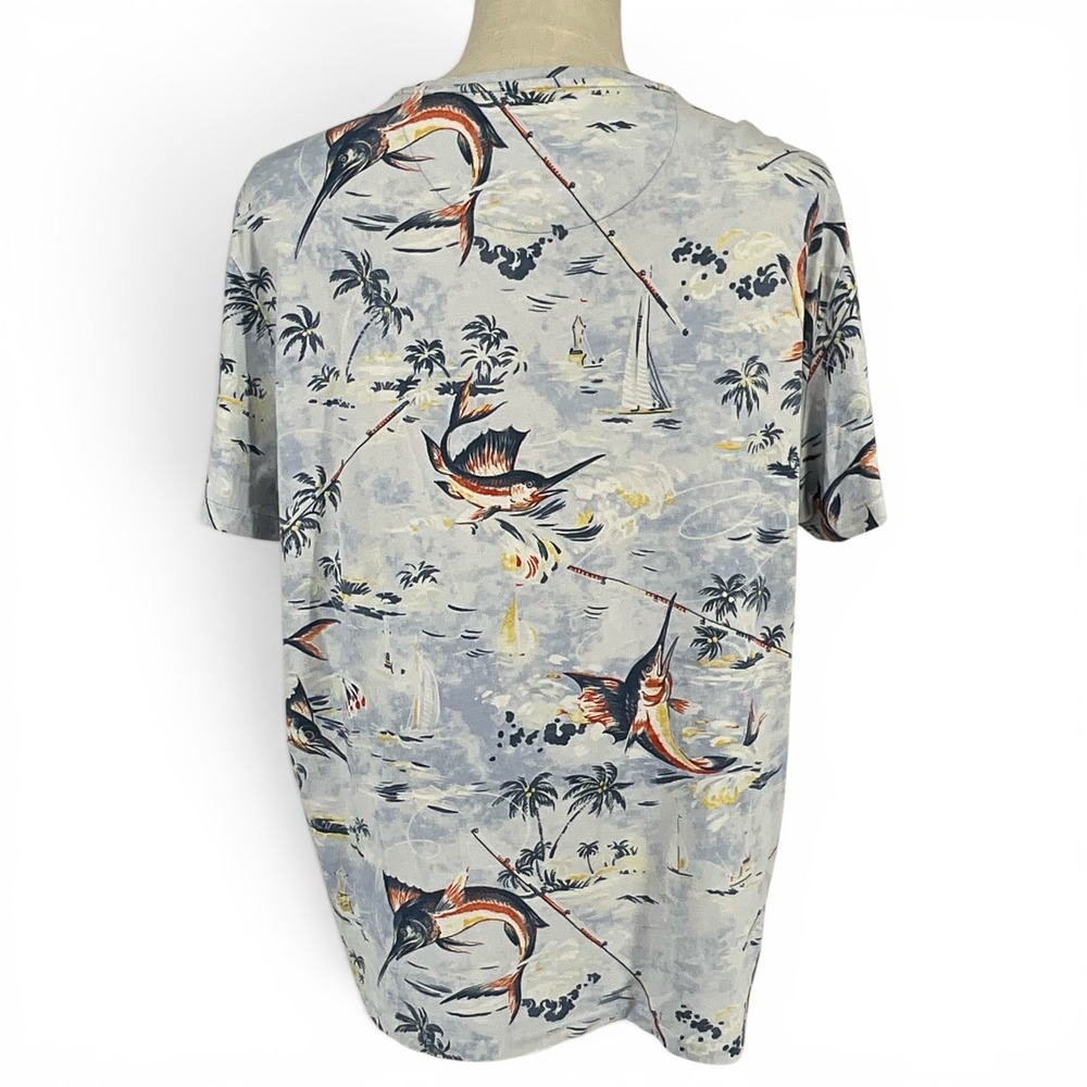 Polo Ralph Lauren Men XL Blue Marlin Fishing Tropical Print T-Shirt Short Sleeve - Picture 5 of 9